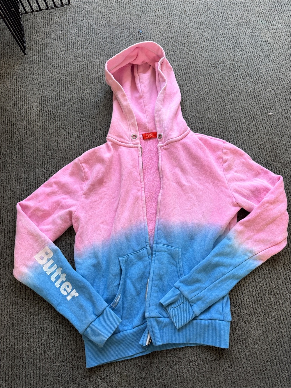 Butter Pink to Blue Ombre Zip Hoodie - Butter